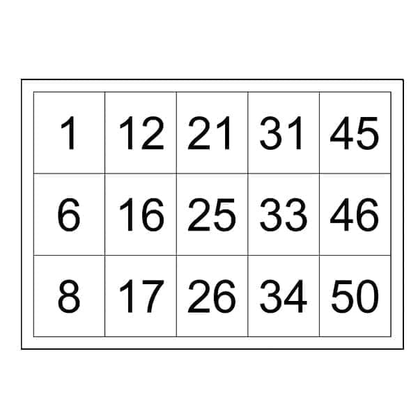 Bingo Cards Numbered to 50 - Printable