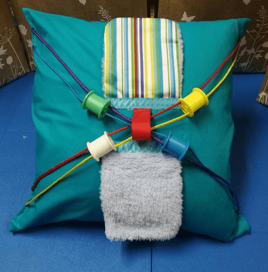 Fiddle Cushion Square #23  Aqua