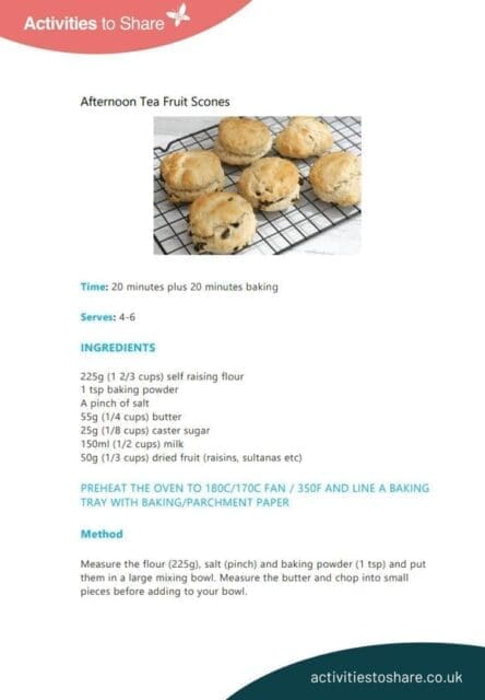 Afternoon Tea Fruit Scones - Recipe Card